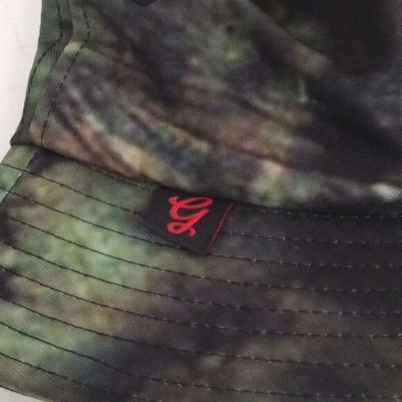 Green Camouflage Tie Dye Leaf Embroidered Unisex Bucket Hat - Picture 5 of 12